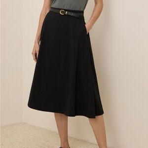 Organic Fit & Flare Midi Skirt Black XS